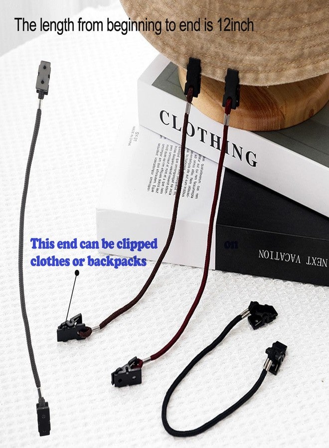 Omnful Hat Strap for Travel - Hat Holder for Travel, Cap Clip Retainer for Sun Hat, Baseball Caps, Fishing Hats, Luggage Hat Clip with Snap Backs - 12 inch, 3pcs Black - Image 4